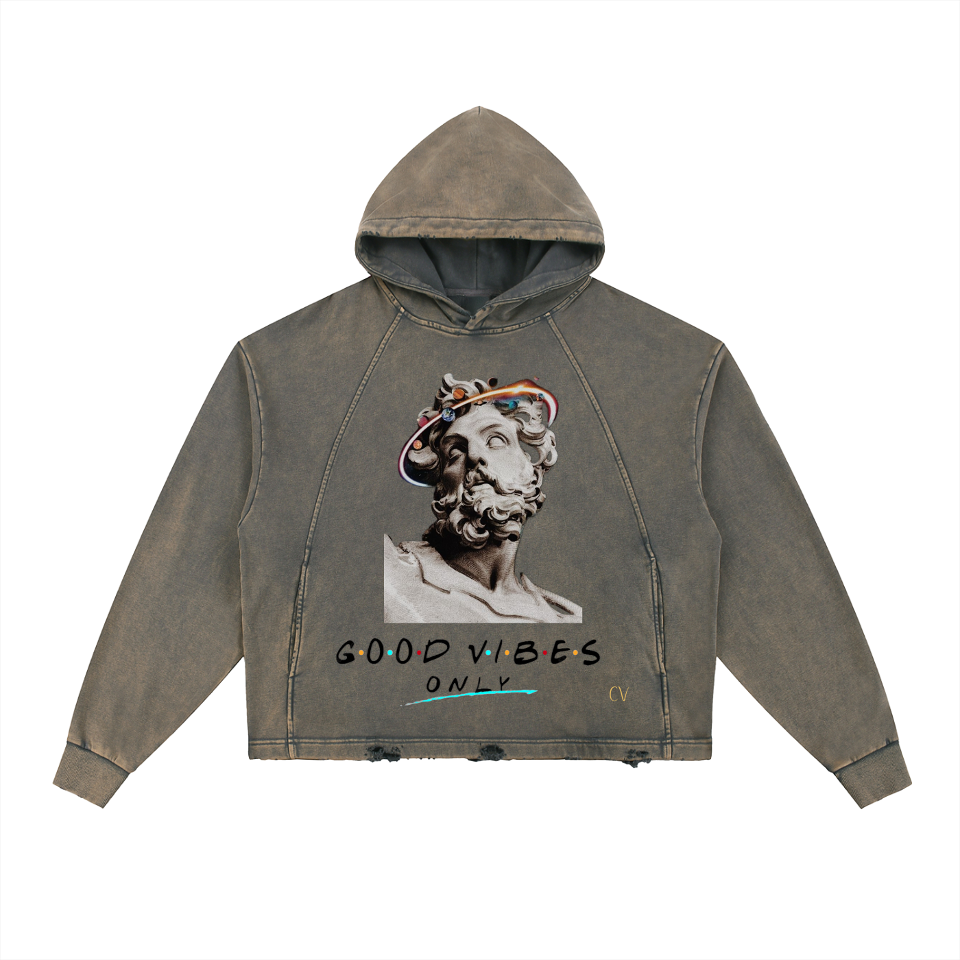 Vintage Washed “Good Vibes Only” Hoodie – Código Viltres